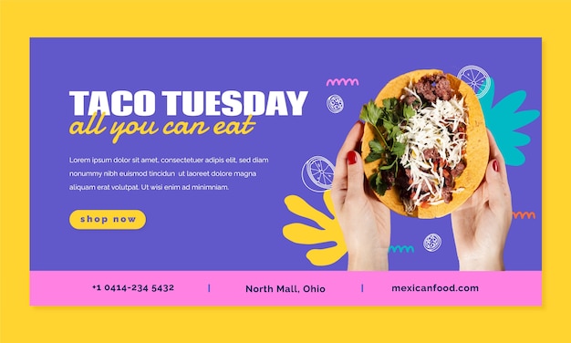 Free Vector hand drawn mexican food social media promo template