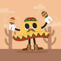 Free vector hand drawn mexican hat cartoon illustration