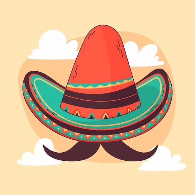 Free Vector hand drawn mexican hat cartoon illustration