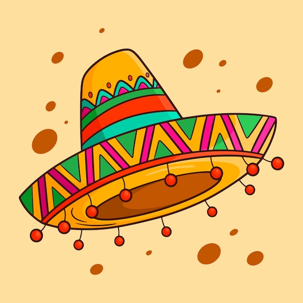 Free vector hand drawn mexican hat cartoon illustration