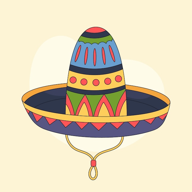 Free vector hand drawn mexican hat cartoon illustration