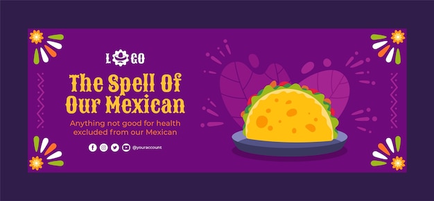 Free vector hand drawn mexican restaurant facebook cover