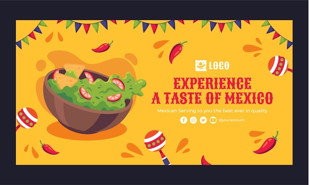 Hand drawn mexican restaurant facebook template