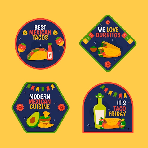 Free Vector hand drawn mexican restaurant labels