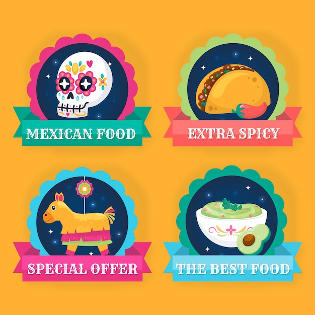 Free Vector hand drawn mexican restaurant labels