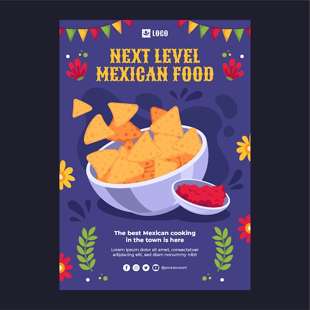 Free Vector hand drawn mexican restaurant poster