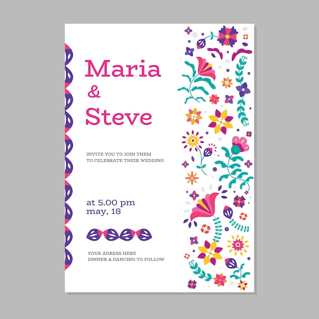 Free vector hand drawn mexican wedding invitation