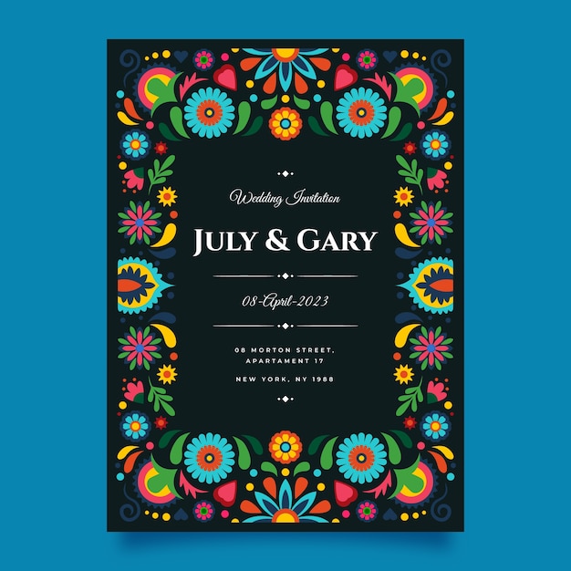 Free Vector hand drawn mexican wedding invitation