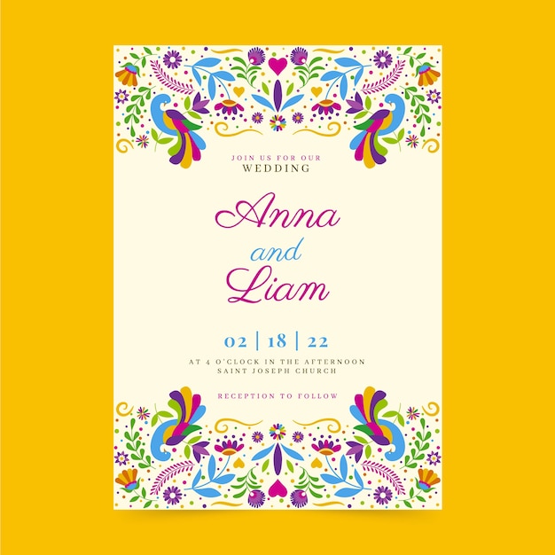 Free vector hand drawn mexican wedding invitation