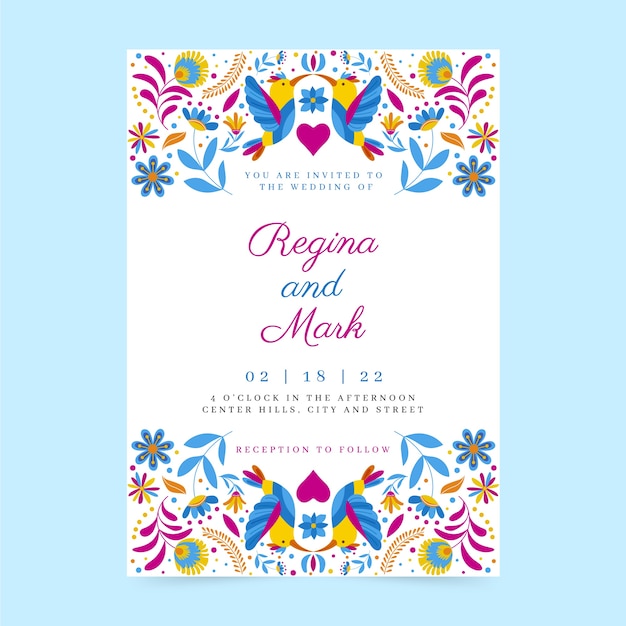 Free Vector hand drawn mexican wedding invitation