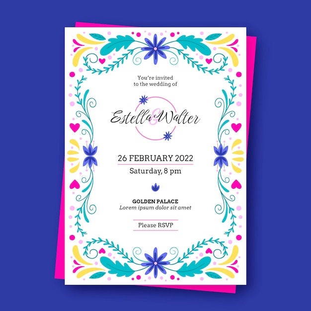 Free vector hand drawn mexican wedding invitation