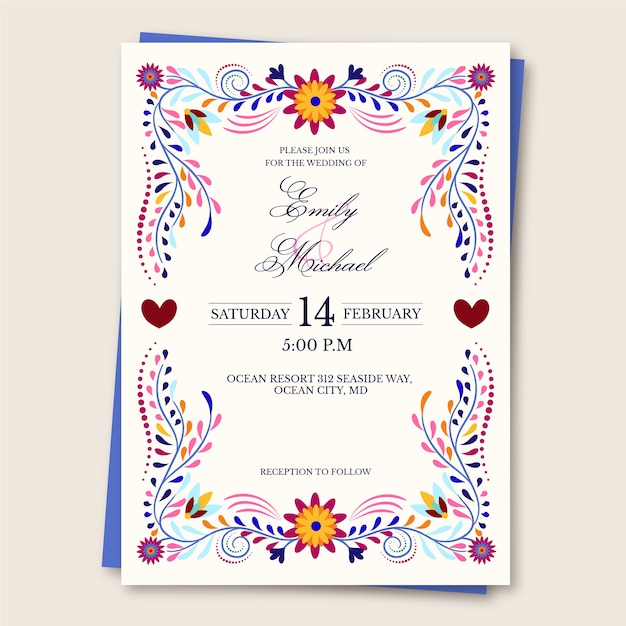 Free Vector hand drawn mexican wedding invitation