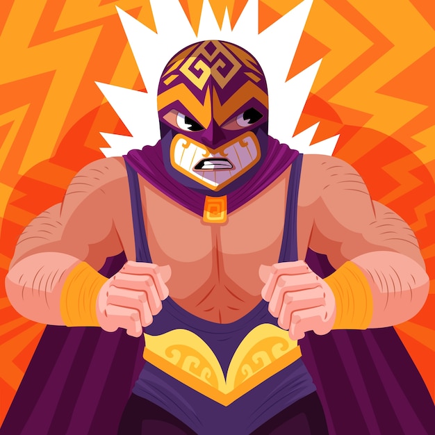 Free Vector hand drawn mexican wrestler illustration