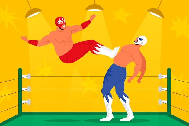 Hand drawn mexican wrestler illustration