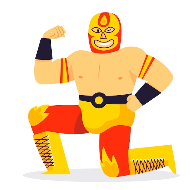 Free Vector hand drawn mexican wrestler illustration