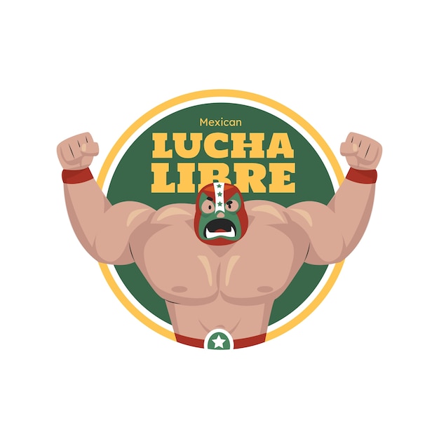 Free vector hand drawn mexican wrestler logo design