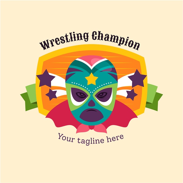 Free Vector hand drawn mexican wrestler logo design