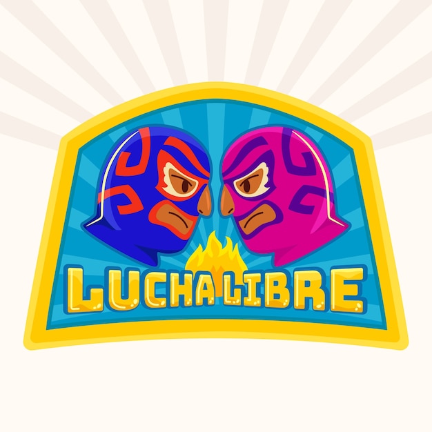 Hand drawn mexican wrestler logo design