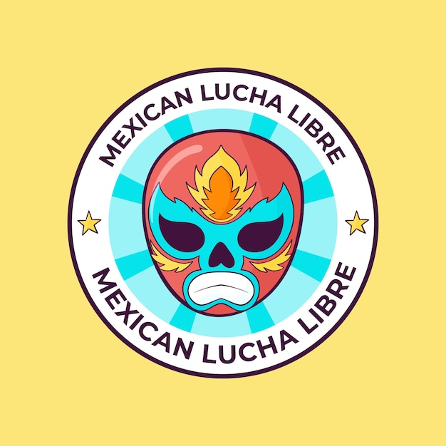 Free Vector hand drawn mexican wrestler logo design