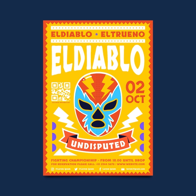 Free Vector hand drawn mexican wrestler poster design