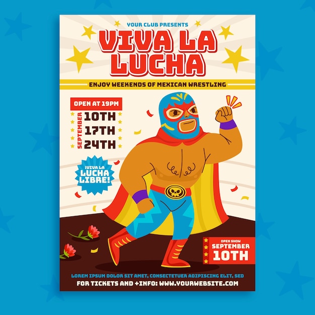 Hand drawn mexican wrestler poster design