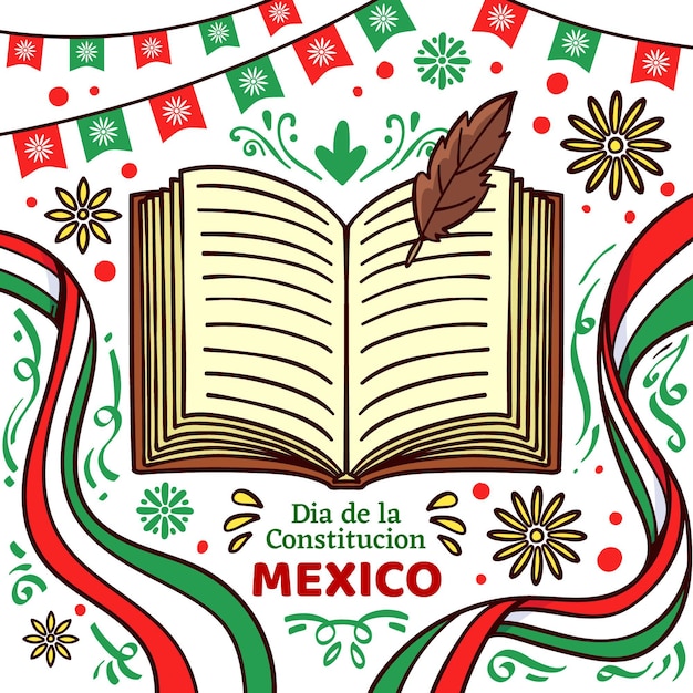 Free vector hand drawn mexico constitution day