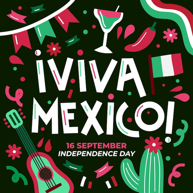 Free vector hand-drawn mexico independence day concept