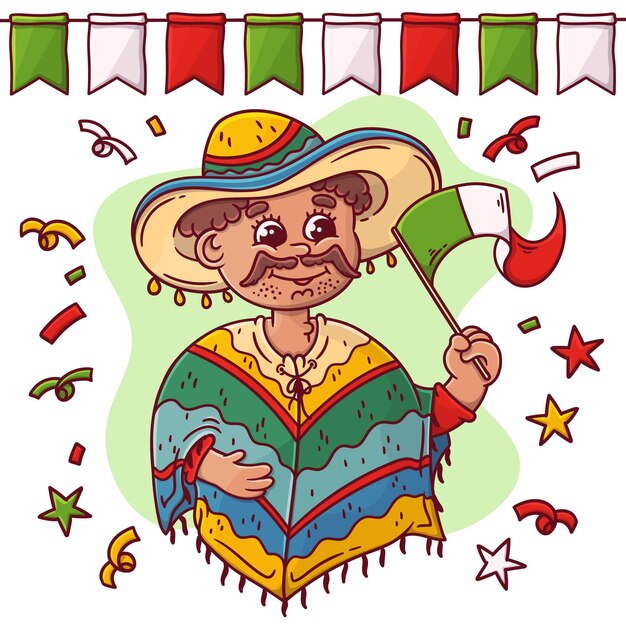 Hand-drawn mexico independence day