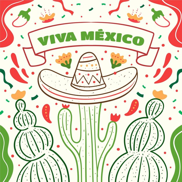 Hand drawn mexico independence day