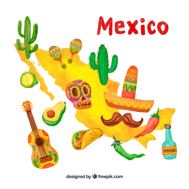 Hand drawn mexico map 