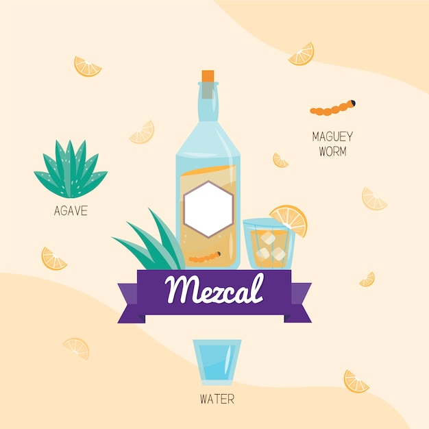 Free Vector hand drawn mezcal illustration