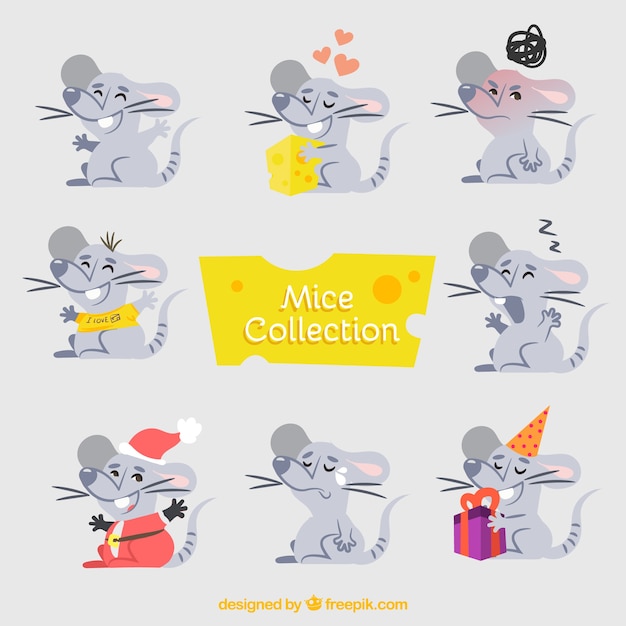 Free Vector hand drawn mice collection