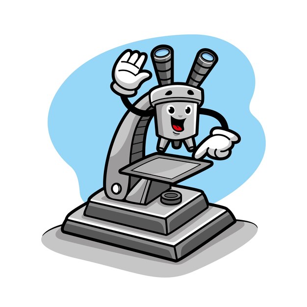 Hand drawn microscope cartoon illustration