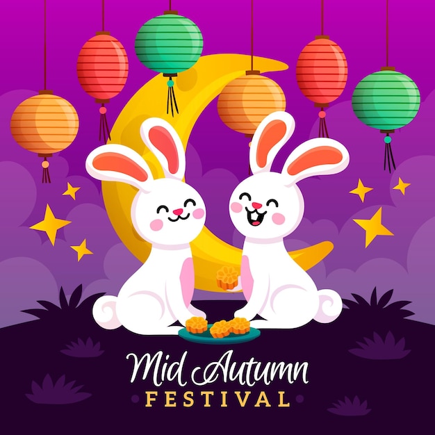 Free Vector hand-drawn mid-autumn festival concept