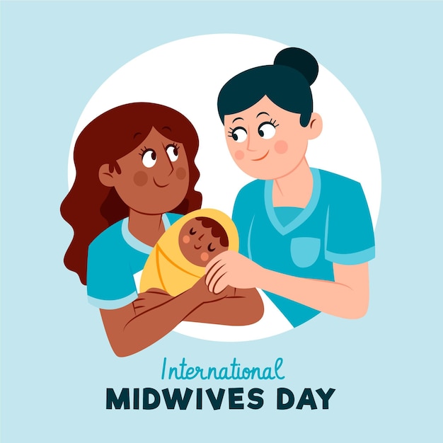 Hand drawn midwives day illustration