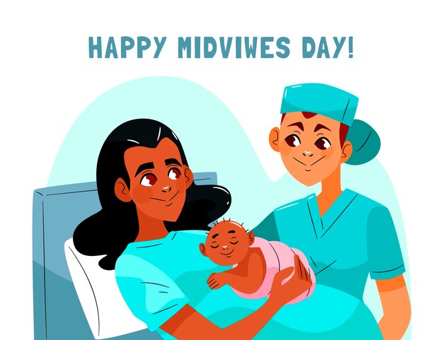 Hand drawn midwives day illustration