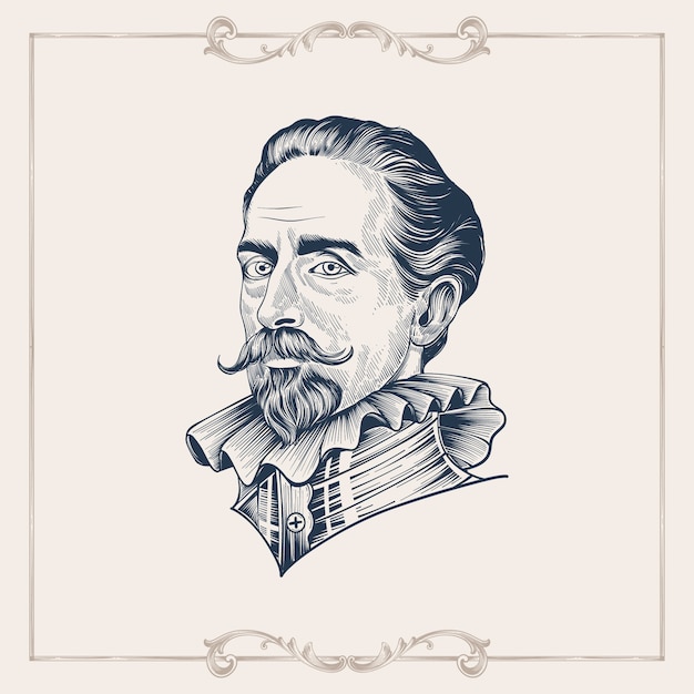 Free Vector hand drawn miguel de cervantes illustration