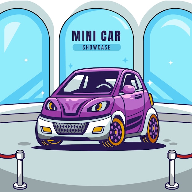 Hand drawn mini car illustration