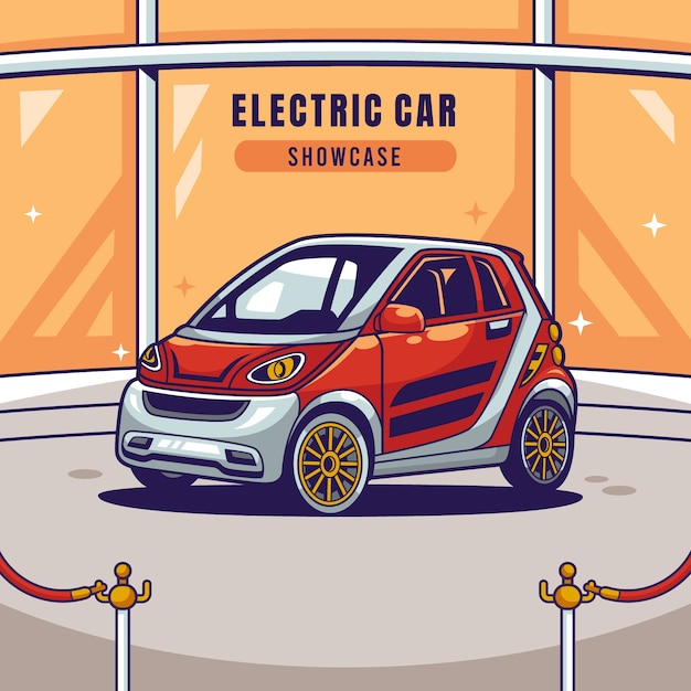 Hand drawn mini car illustration