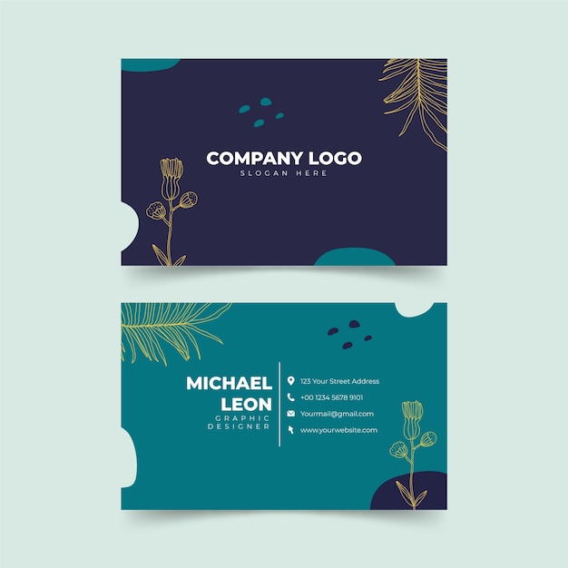 Hand drawn minimal horizontal business card template