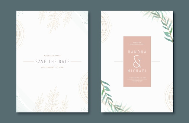 Free vector hand drawn minimal wedding invitation template