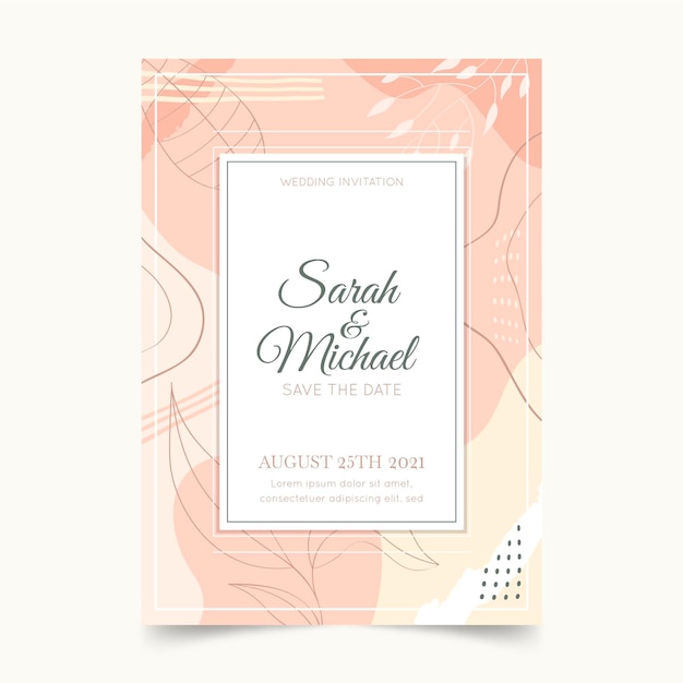 Hand drawn minimal wedding invitation template