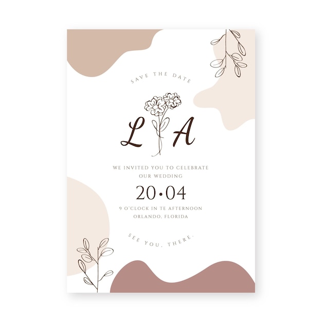 Free vector hand drawn minimal wedding invitation template