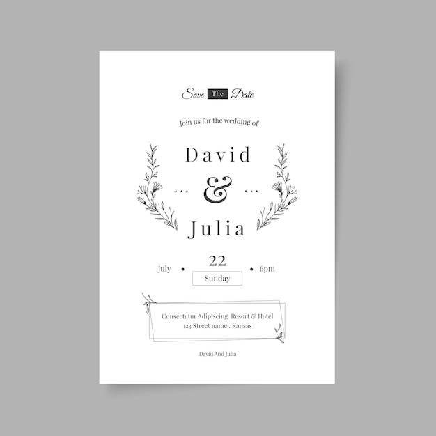 Free Vector hand drawn minimalist wedding invitation