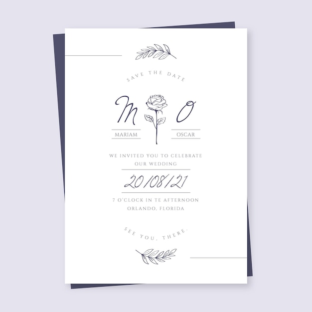 Free Vector hand drawn minimalist wedding invitation