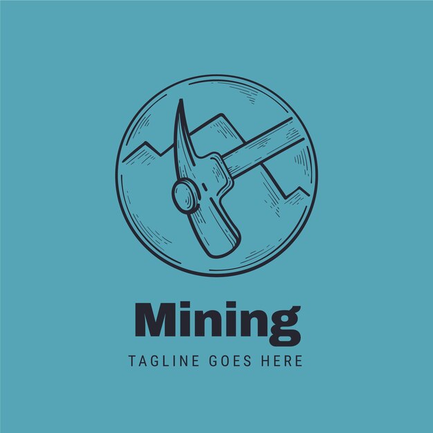 Free Vector hand drawn mining logo template