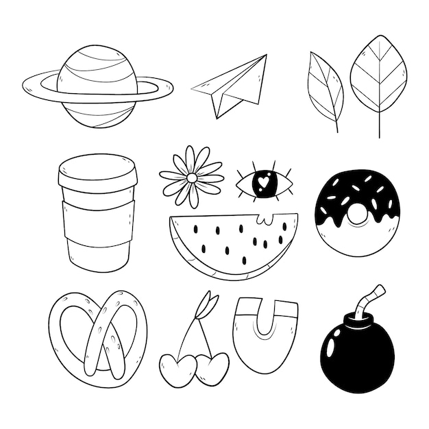 Free vector hand drawn miscellaneous doodle illustration