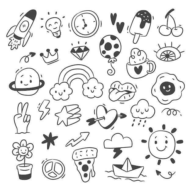 Free Vector hand drawn miscellaneous doodle illustration