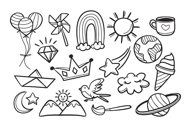 Free Vector hand drawn miscellaneous doodle illustration