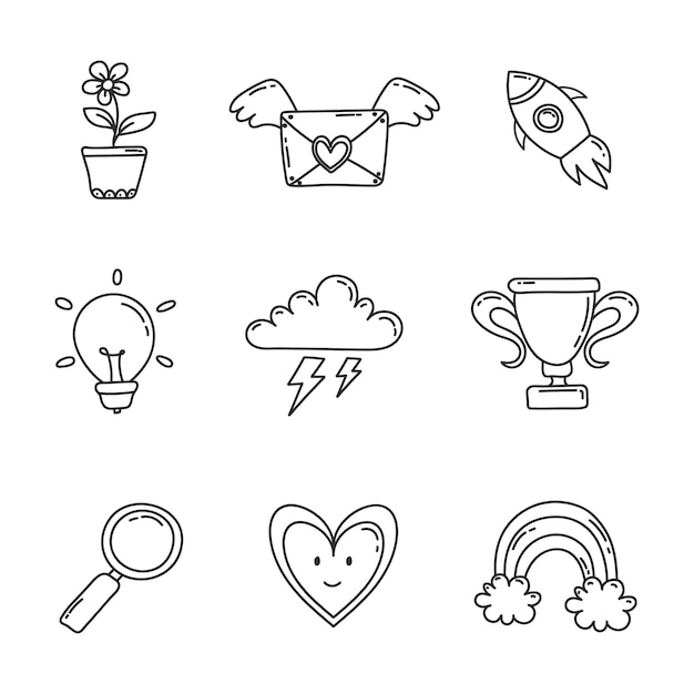 Free vector hand drawn miscellaneous doodle illustration